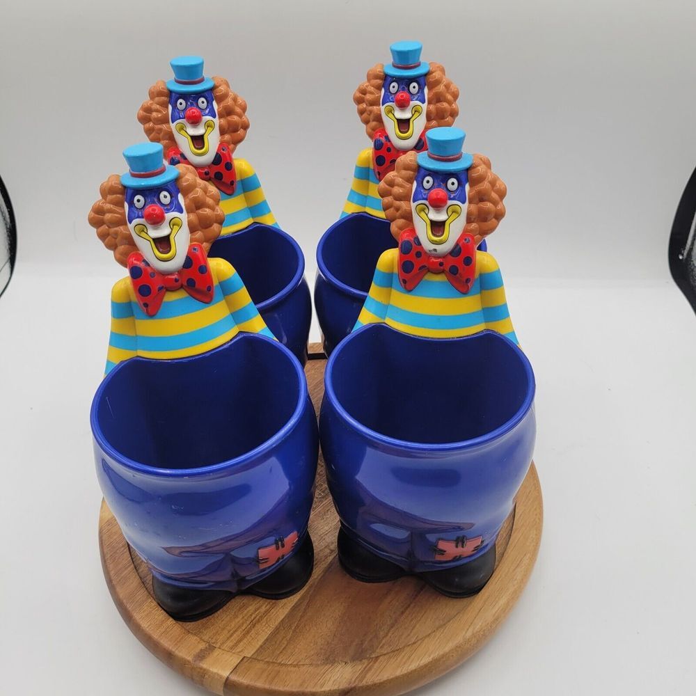 Vtg Set Of 4 Ringling Bros‎ Barnum & Bailey Circus Clown Snack Cup Bowl Planter